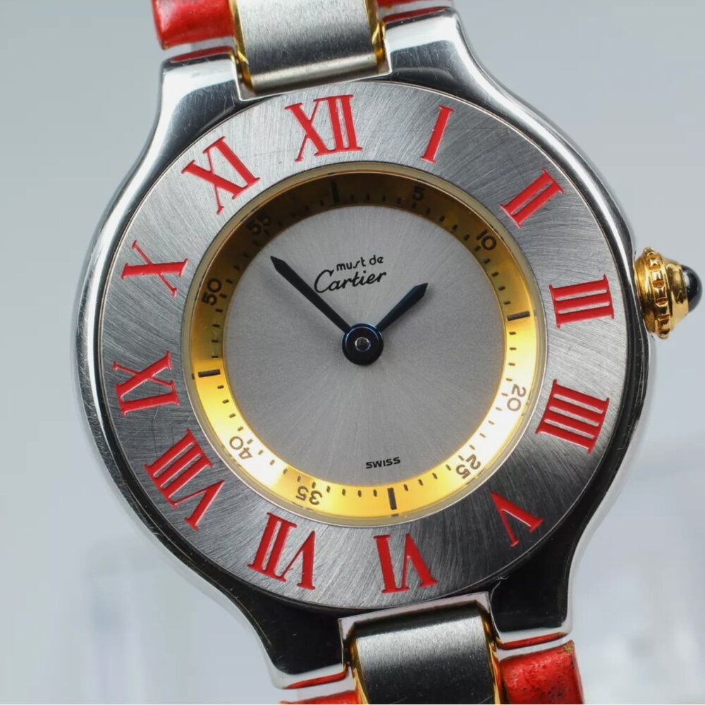MINT! Cartier Women's 30mm Red Strap Watch FULL SET